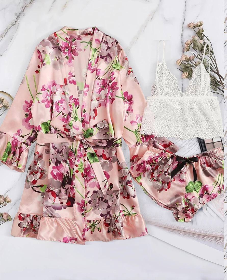 Nude 3 piece pajama set – Cloz Online